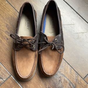 Men’s sherry top sider shoes brown suede material